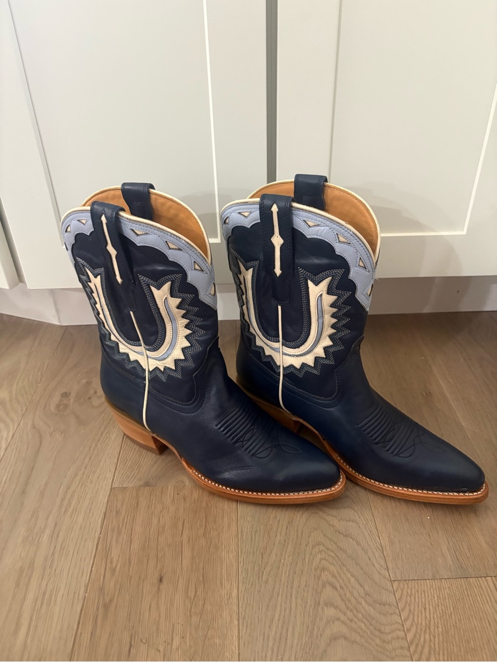 Tecovas Jolene Atlantic Blue  Western Embroidered Boots US 7.5